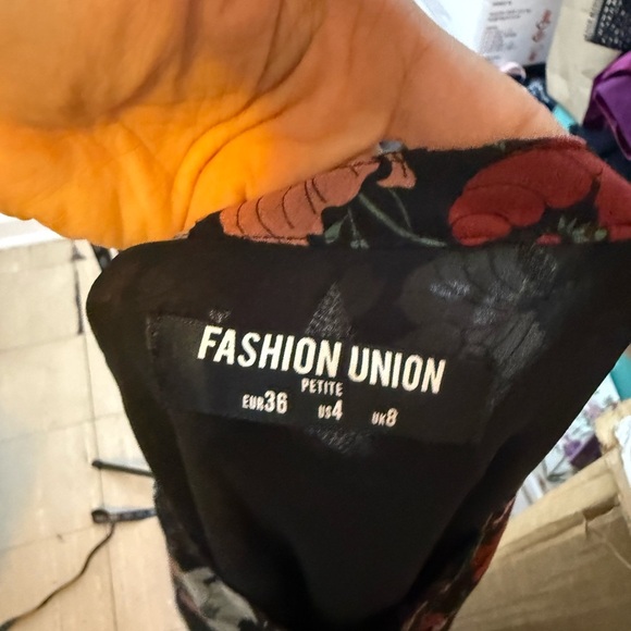 Fashion Union Floral Button Front Ruffle Mini Dress - Picture 4 of 5